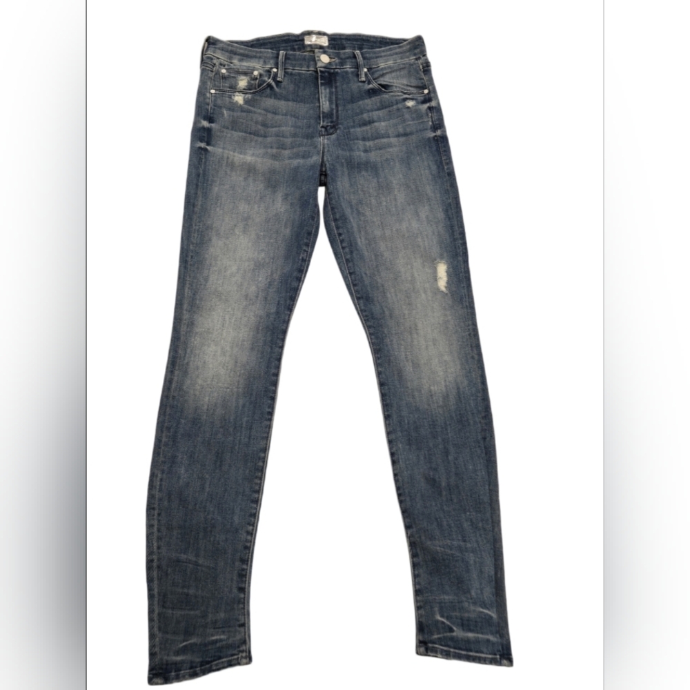 Mother Jeans 29 Blue The Looker Graffiti Girl Skinny Streetwear‎ Stretch NWT